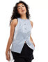 Фото #1 товара ASOS DESIGN high neck waistcoat in metallic blue