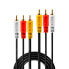 Lindy Audio Video Cable 3x phono 1m - 3 x RCA - Male - 3 x RCA - Male - 1 m - Black - Red - White - Yellow