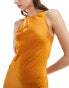 Фото #8 товара Superdry Satin racer midi dress in heritage ochre yellow