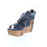 Фото #4 товара Bed Stu Petra F394003 Womens Black Leather Hook & Loop Wedges Sandals Shoes 11