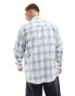 ASOS DESIGN 90s oversized check shirt in blue Синий, XL - Chest 44 - фото #4