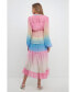 Women's TIe Dye Print Ruffle High-Low Dress