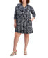 Фото #1 товара Plus Size Printed Collared 3/4-Sleeve Dress
