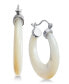 ფოტო #1 პროდუქტის Mother-of-Pearl Hoop Earrings in Sterling Silver