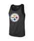 Фото #4 товара Men's Threads Najee Harris Heathered Black Pittsburgh Steelers Player Name and Number Tri-Blend Tank Top