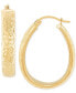 Textured Oval Tube Medium Hoop Earrings in 14k Gold