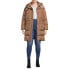 Фото #1 товара BCBG Paris Long Puffer Jacket Women's Brown Hooded Long Sleeve Pockets Zip 2X