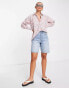 Фото #4 товара Neon Rose oversized dad shirt in pink ditsy floral