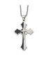 ფოტო #1 პროდუქტის Black IP-plated Laser cut Cross Pendant Rope Chain Necklace