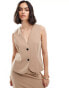 Фото #1 товара Vero Moda tailored jersey waistcoat co-ord in beige