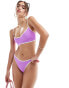 Фото #2 товара ASOS DESIGN contrast binding high leg hipster bikini bottom in bright pink