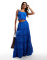 River Island tiered maxi skirt co-ord in cobalt blue