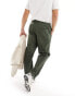 ASOS DESIGN relaxed pull on trouser in khaki with elasticated waist Зеленый, 2XS - W28 - фото #5