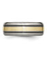 Titanium Antiqued and Brushed 14k Gold Inlay Grooved Band Ring