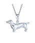 Фото #1 товара BFF Best Friend Dachshund Puppy Pet Hot Dog Pendant Necklace For Women For .925 Sterling Silver 18 Inch