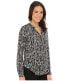 Velvet Women's Long Sleeve High Low Blouse Black White S