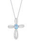 Фото #1 товара Macy's simulated Cross Pendant Necklace With Cubic Zirconia Accents in Silver Plate