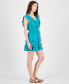 ფოტო #6 პროდუქტის Juniors' Ruffled Textured Cotton Fit & Flare Dress