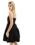 & Other Stories mini dress with pleated bodice and full skirt in black