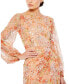 Фото #3 товара Women's Floral Print Sequined Puff Sleeve Gown