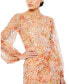 ფოტო #3 პროდუქტის Women's Floral Print Sequined Puff Sleeve Gown