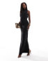 Фото #4 товара Vesper sleeveless high neck low back column maxi dress in black