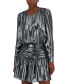 Фото #4 товара Women's Metallic Lamé Blouson Mini Dress, Created for Macy's