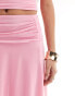 Фото #2 товара ASOS DESIGN co-ord ruched waist asymmetric hem mini skirt in light pink