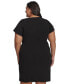 Фото #2 товара Plus Size Tulip-Sleeve Side-Pleated Scuba Crepe Dress