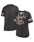 ფოტო #1 პროდუქტის Women's Heather Charcoal Distressed Chicago Bears Plus Size Lace-Up V-Neck T-shirt