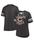 Фото #1 товара Women's Heather Charcoal Distressed Chicago Bears Plus Size Lace-Up V-Neck T-shirt