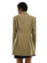 ASOS DESIGN pleated nipped waist blazer in khaki