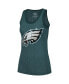 Фото #3 товара Women's Threads Jalen Hurts Midnight Green Philadelphia Eagles Player Name and Number Tri-Blend Tank Top