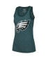 Фото #3 товара Women's Threads Jalen Hurts Midnight Green Philadelphia Eagles Player Name and Number Tri-Blend Tank Top