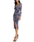 Women's Printed Power-Mesh Square-Neck Midi DressS