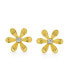 Simple Dainty CZ Accent My Sun Shine Sunflower Flower Daisy Stud Earrings For Women Teen 14K Yellow Gold Plated .925 Sterling Silver