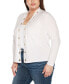Фото #3 товара Plus Size Grommet Detail Cropped Knit Cardigan Sweater
