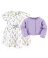 ფოტო #2 პროდუქტის Baby Girls Baby Organic Cotton Dress and Cardigan 2pc Set, Lavender