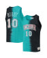 ფოტო #1 პროდუქტის Men's Mike Bibby Turquoise, Black Vancouver Grizzlies Hardwood Classics Tie-Dye Name and Number Tank Top