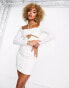 Simmi halterneck long sleeve ruched mini dress in white