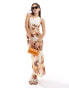 New Look satin racer midi dress in abstract pattern