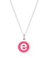 Mini Initial Pendant Necklace in Sterling Silver and Hot Pink Enamel, 16" + 2" Extender