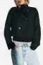 Wool blend double-breasted cropped jacket