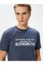 Фото #2 товара Футболка Koton Slogan Print Slim Fit Crewneck Short Sleeve