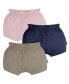 Baby Girls Baby Gauze Bubble Shorts, 3-Pack