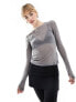 Фото #1 товара Monki long sleeve mesh top in charcoal grey