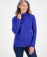 ფოტო #1 პროდუქტის Petite Mock-Neck Cotton Long-Sleeve T-Shirt, Created for Macy's