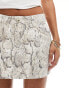 Bershka faux leather mini skirt in snakeskin print