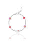 ფოტო #1 პროდუქტის Sanrio Officially Licensed Authentic Silver Plated Bracelet with Flowers and Crystals - 6.5 + 1"