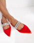 ASOS DESIGN – Love Affair – Spitze, verzierte Ballerinas aus Satin in Rot Roter Satin, 36 - фото #1